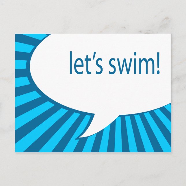 let's swim! comic speech bubble postcard (Front)