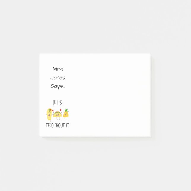 let's taco about it funny thinking of you card post-it notes (Front)