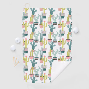 Let's Taco About Love Cactus Pattern Golf Towel