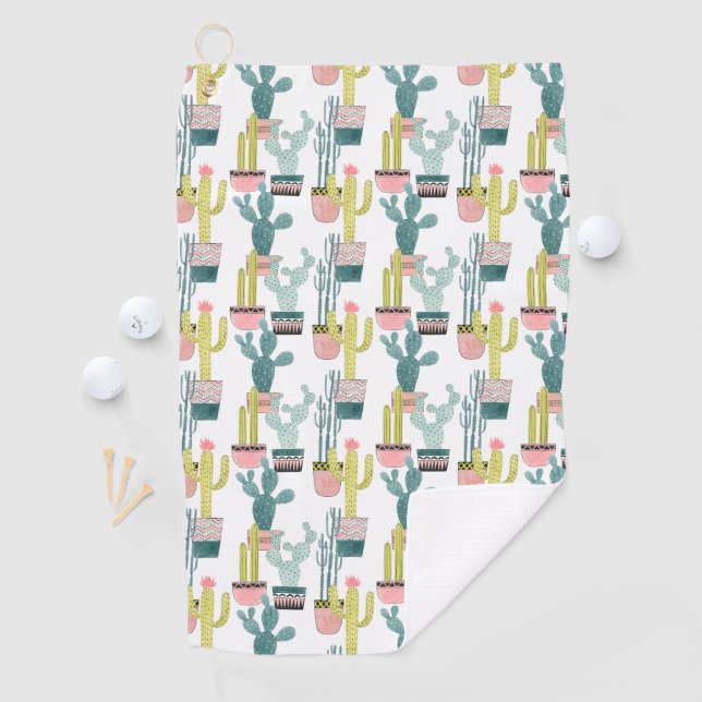 Let's Taco About Love | Cactus Pattern Golf Towel (InSitu)