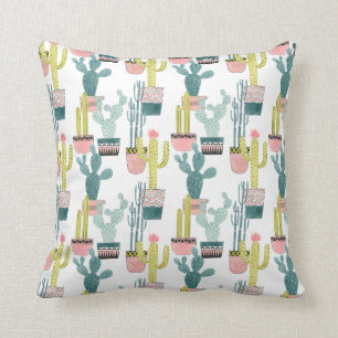Let's Taco About Love   Cactus Pattern Throw Pillow