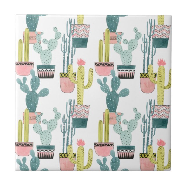 Let's Taco About Love | Cactus Pattern Tile (Front)