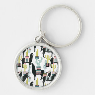 Let's Taco About Love   Llama & Donkey Pattern Keychain