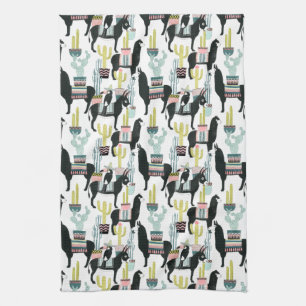 Let's Taco About Love   Llama & Donkey Pattern Kitchen Towel