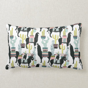 Let's Taco About Love   Llama & Donkey Pattern Lumbar Pillow