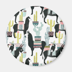 Let's Taco About Love   Llama & Donkey Pattern Magnet