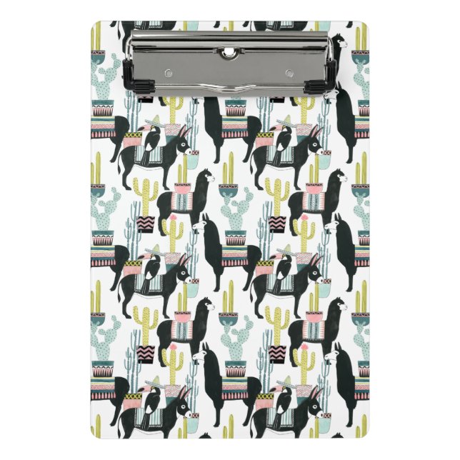 Let's Taco About Love | Llama & Donkey Pattern Mini Clipboard (Front)