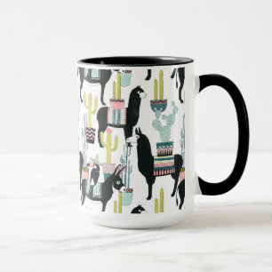 Let's Taco About Love   Llama & Donkey Pattern Mug