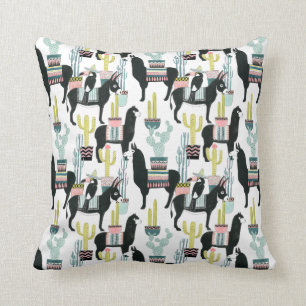 Let's Taco About Love   Llama & Donkey Pattern Throw Pillow