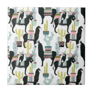 Let's Taco About Love   Llama & Donkey Pattern Tile