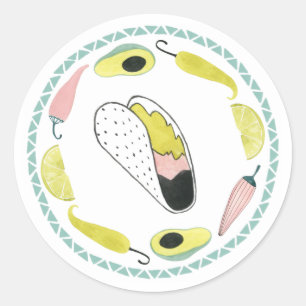 Let's Taco About Love   Taco Element Circle Classic Round Sticker