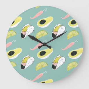 Let's Taco About Love   Taco Element Pattern Large Clock