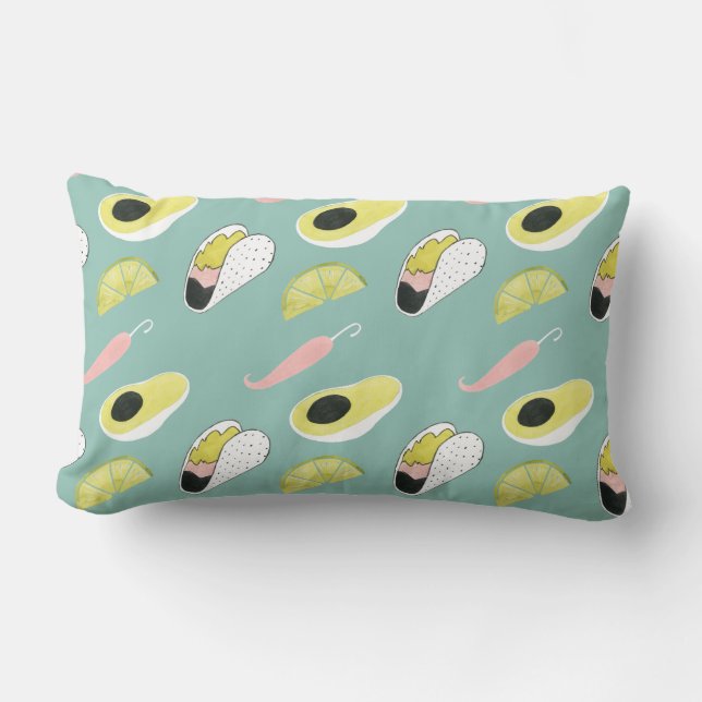 Let's Taco About Love | Taco Element Pattern Lumbar Pillow (Front)