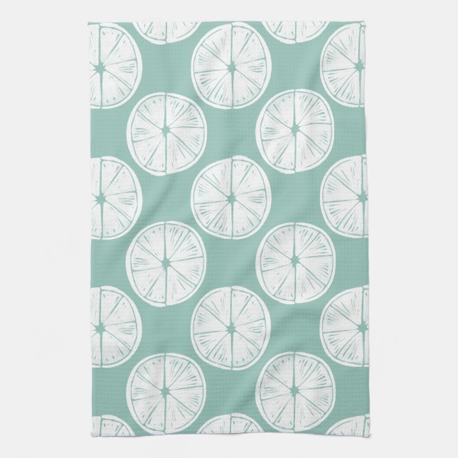 Let's Taco About Love | Teal Lime Pattern Kitchen Towel (Vertical)