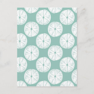 Let's Taco About Love Teal Lime Pattern Postcard