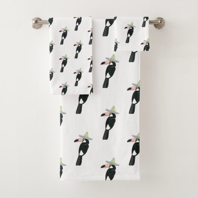 Let's Taco About Love | Toucan Sombrero Bath Towel Set (Insitu)