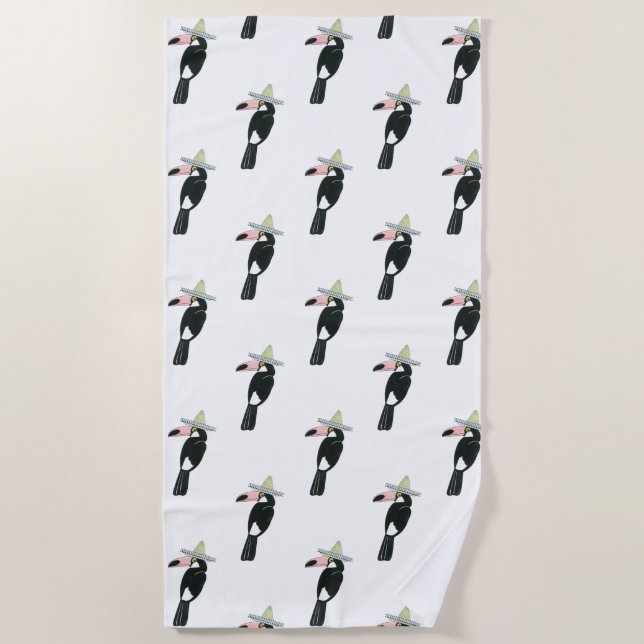 Let's Taco About Love | Toucan Sombrero Beach Towel (Front)