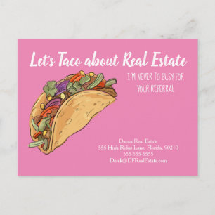 let's taco about referral real estate marketing postcard