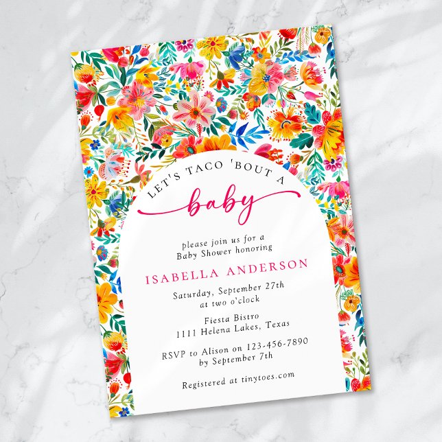 Let's Taco 'Bout a baby Floral Fiesta Baby Shower Invitation (Creator Uploaded)