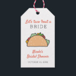 Let's Taco 'Bout A Bridal Shower Mexican Fiesta Gift Tags<br><div class="desc">This sweet bridal shower gift tag features an adorable taco and the phrase "Let's taco 'bout a bride" in black and orange. It's perfect for a Mexican fiesta themed party!</div>