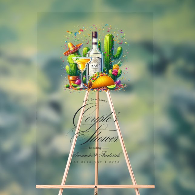 Let's Taco 'Bout a Fiesta Couple's Shower Welcome Acrylic Sign (Neutral)