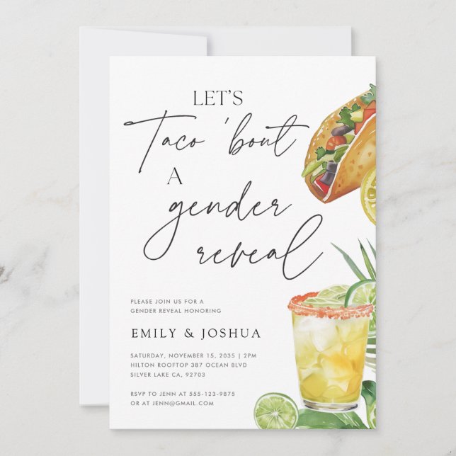 Let's Taco Bout A Gender Reveal Invitation (Front)