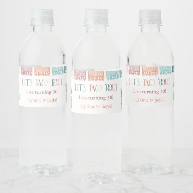 Let's Taco Bout A Mexican Theme Birthday Party Water Bottle Label (Bottles)