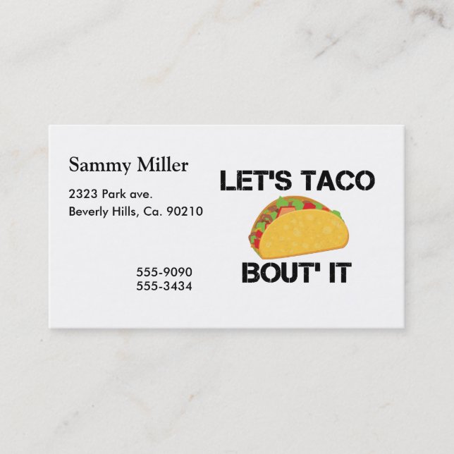 Let's Taco Bout It Business Card (Front)