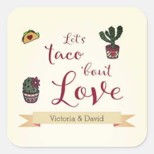 Let's Taco 'bout Love Fiesta Theme Bridal Shower Square Sticker