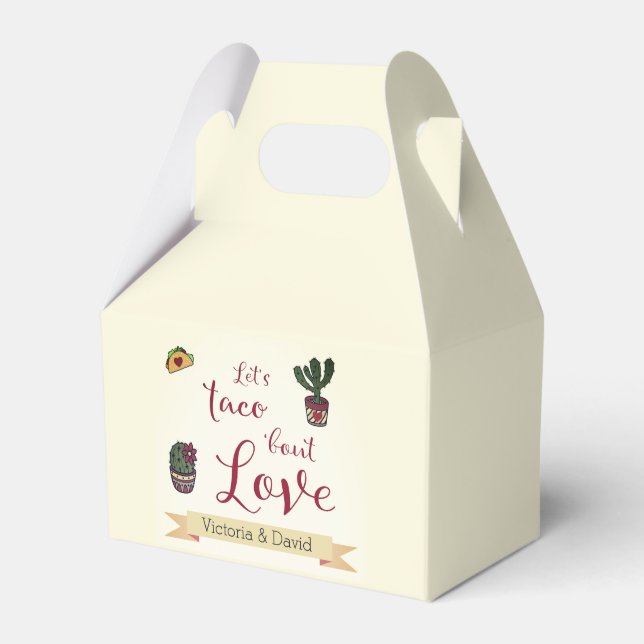 Let's Taco 'bout Love Fiesta Theme Couples Shower  Favor Box (Front Side)