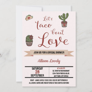 Let's Taco 'bout Love Mexican Theme Bridal Shower Invitation