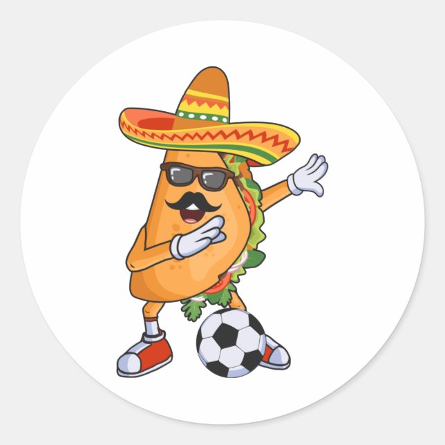 Let's Taco Bout Soccer Dabbing Taco Cinco de Mayo  Classic Round Sticker (Front)