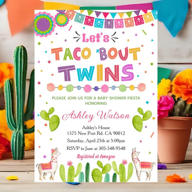 Let's Taco 'Bout Twins Baby Shower Invitation (Creator Uploaded)