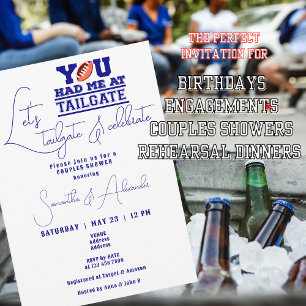 Let's Tailgate Celebrate Blue Bridal Couple Shower Invitation