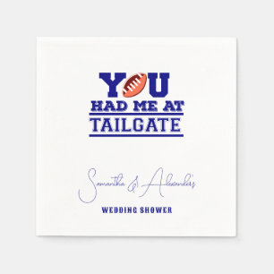 Let's Tailgate Celebrate Blue Bridal Couple Shower Napkin