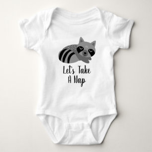 Let's Take A Nap Sleeping Raccoon Baby Bodysuit
