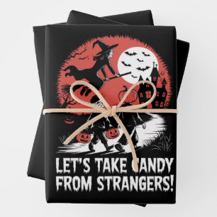 Let's Take Candy from Strangers Funny Halloween Wrapping Paper Sheet
