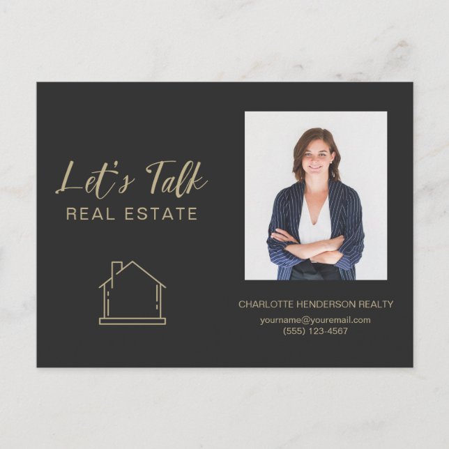 Let's Talk Real Estate Photo Contact Marketing Postcard (Front)