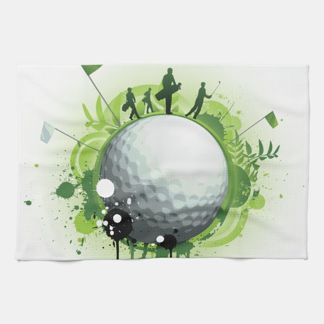 Let's Tee Off For Golf Kitchen Towel (Horizontal)
