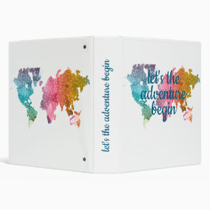 Let's The Adventure Begin Geometric World Map Binder