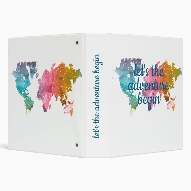 Let's The Adventure Begin Geometric World Map Binder (Background)