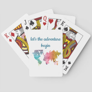 Let's The Adventure Begin Geometric World Map Playing Cards