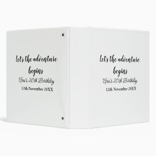lets the adventure begins 20th birthday add name d binder