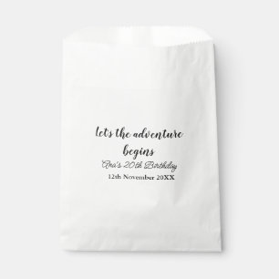 lets the adventure begins 20th birthday add name d favour bag
