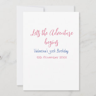 lets the adventure begins 30th birthday add name invitation