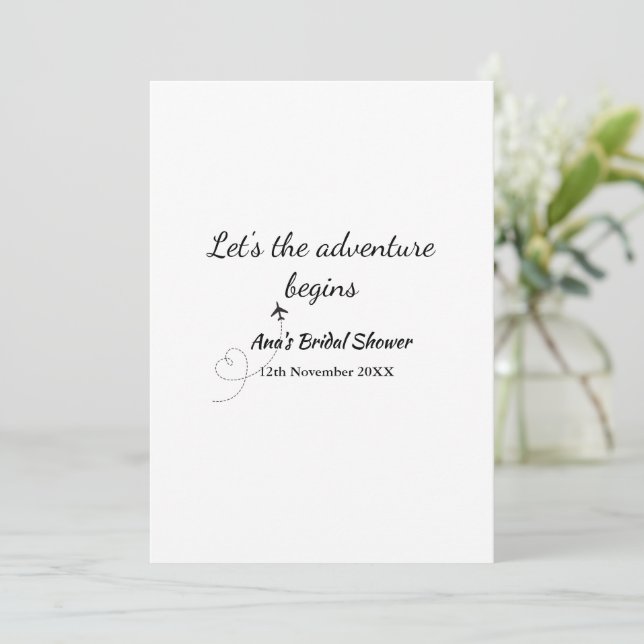 lets the adventure begins bridal shower add name d invitation (Standing Front)