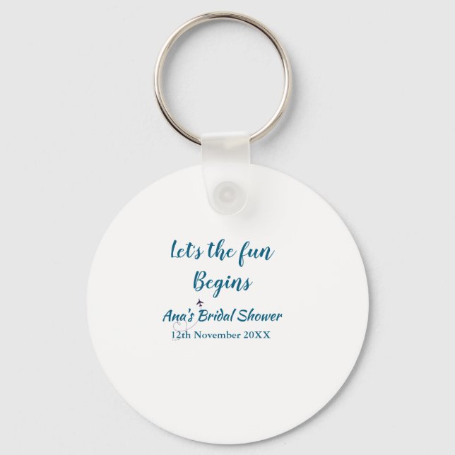 lets the adventure begins bridal shower add name d keychain (Front)