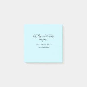 lets the adventure begins bridal shower add name d post-it notes