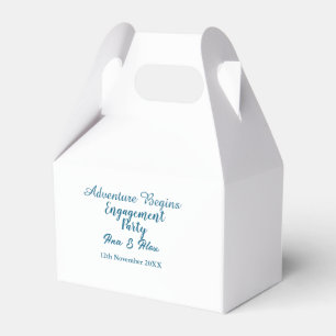 lets the adventure begins engagement party name da favor box