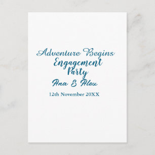 lets the adventure begins engagement party name da postcard